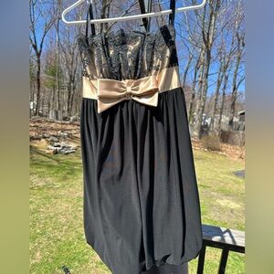 Elegant Black and Gold Lace Dress